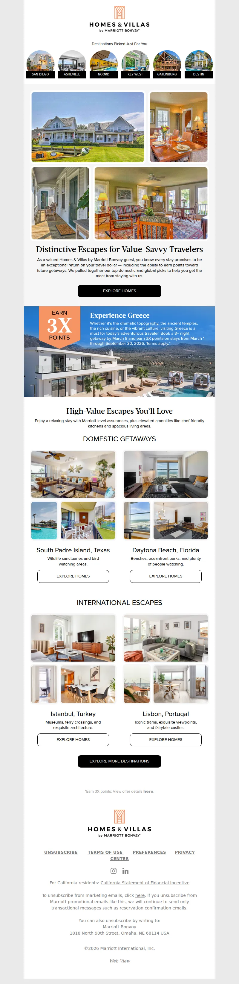 Email screenshot from Homes & Villas By Marriott Bonvoy - Unlock exceptional value on these getaways