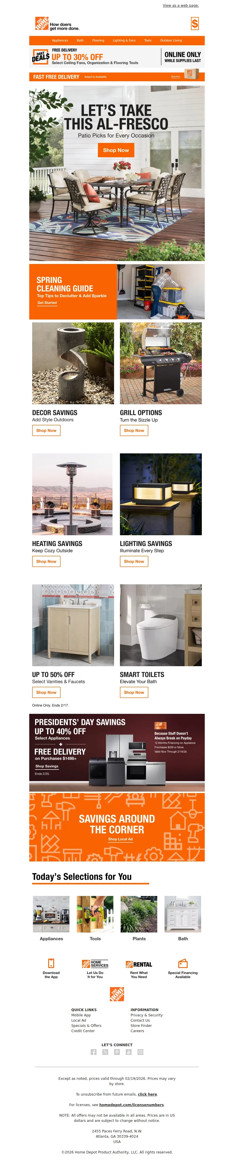 Email screenshot from The Home Depot - Prep for Patio Season + Up to 50% Off