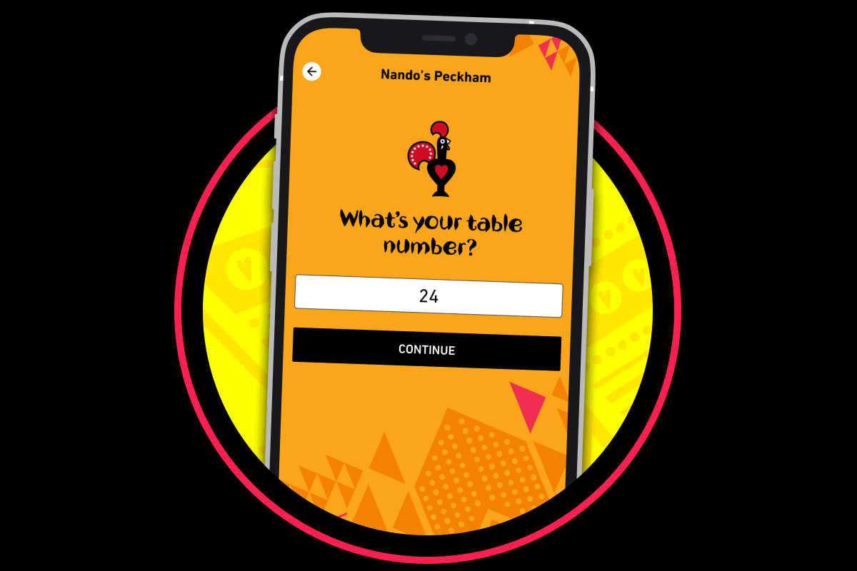 A collection of images showcasing the Nando's App.