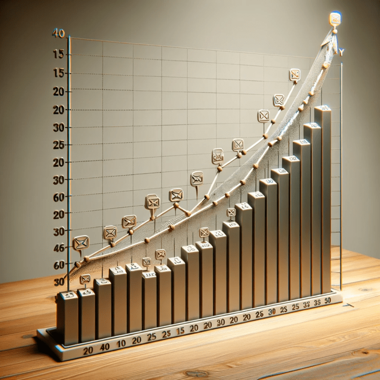 image showing a graph that shows gradual build up of sending volume