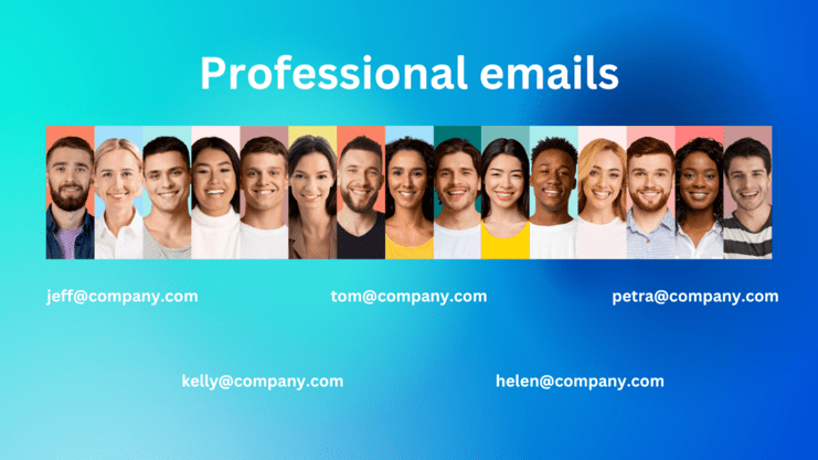 image showing 10 different faces with professional email formats below them