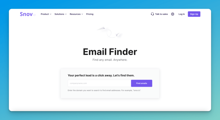 screenshot showing Snov.io's email finder