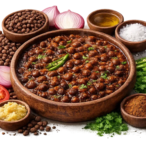 Kala Chana Masala served and ready to eat