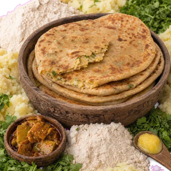 Mango Pickle Paratha served and ready to eat
