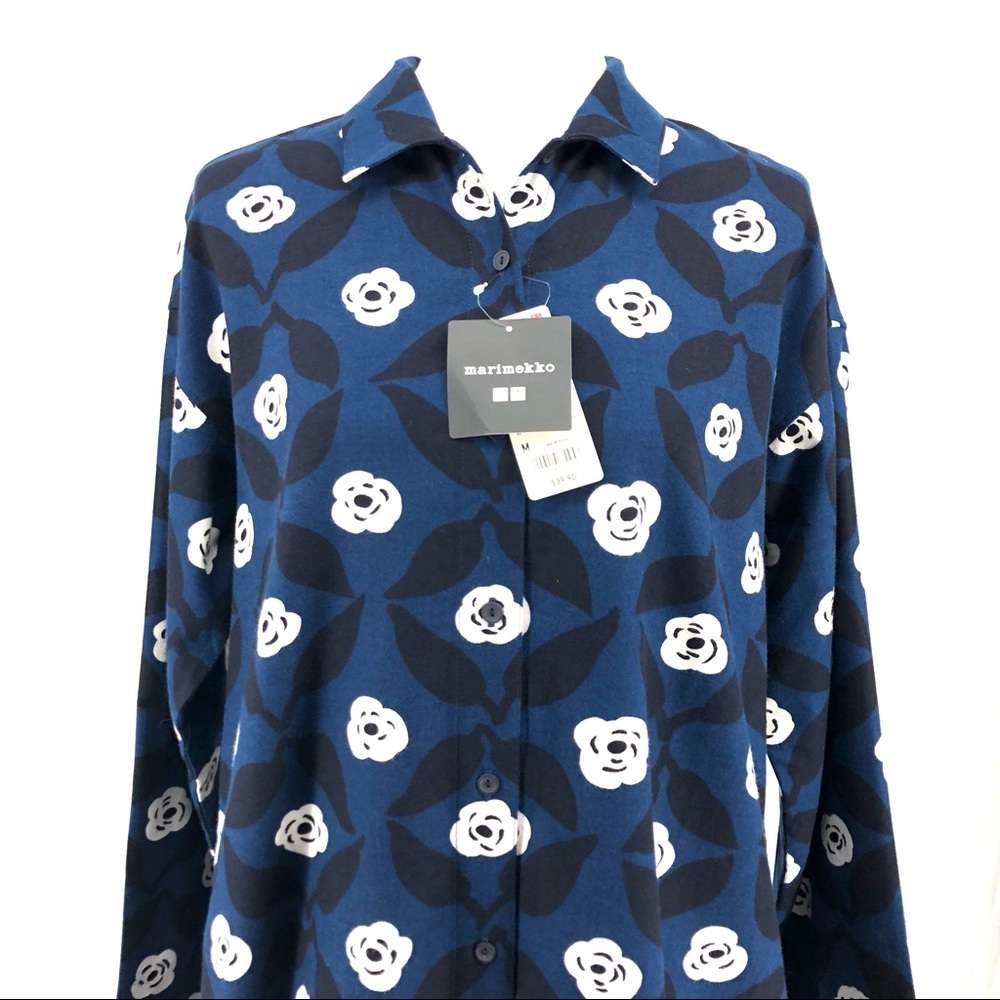 Uniqlo x Marimekko Flannel Long-Sleeve Shirt Blue