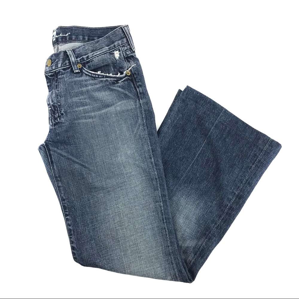 7 For All Mankind Seven Jeans Pocket Relaxed 36x32 Blue Button Fly  distressed