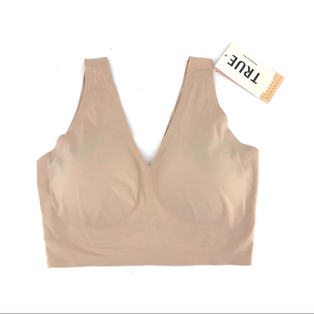 New! $49 TRUE & CO.True Body V-Neck Wireless Bra, Dulce Nude; EXTRA SMALL  XS