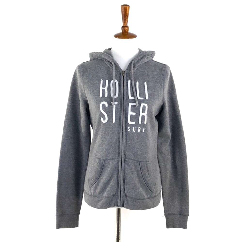 Hollister Hoodie Mens 2XS XXS White Pullover Sweater Pocket Spell Out Casual