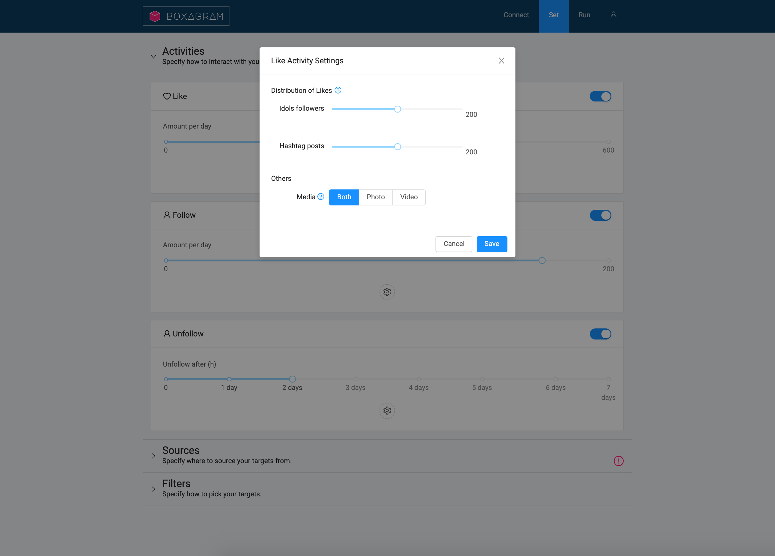 boxagram app screenshot activities