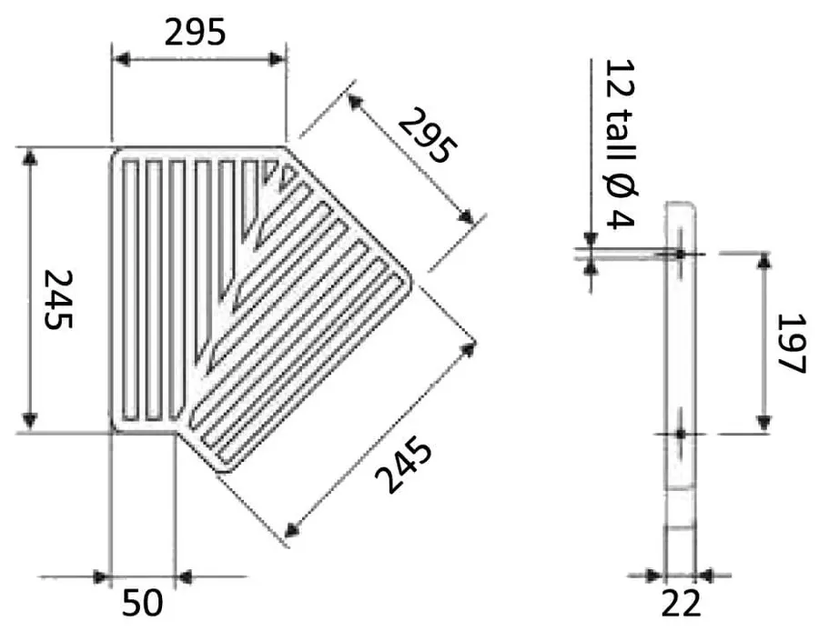Aqua Industrial overflow grating angle 45 degree, 245 mm — view 2 of 2