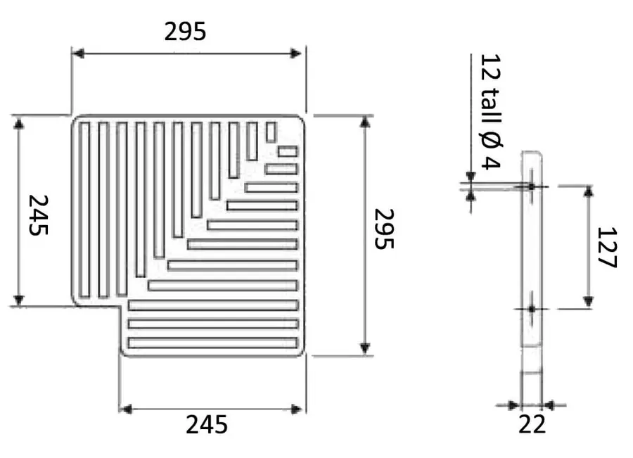 Aqua Industrial overflow grating angle 90 degree, 245 mm — view 2 of 2