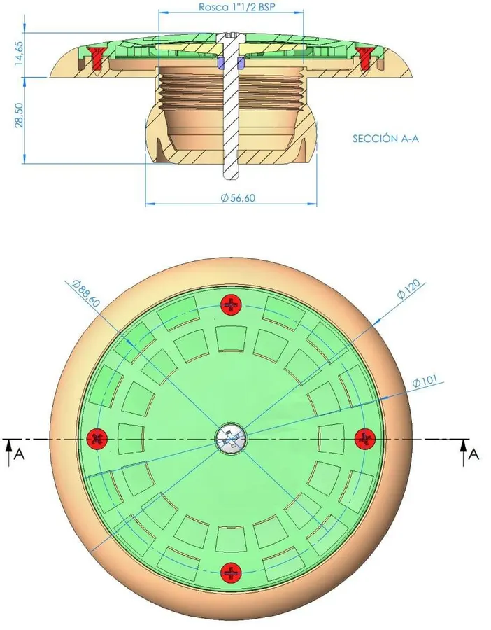 AstralPool floor return inlet for concrete pools, 50 mm — view 2 of 2
