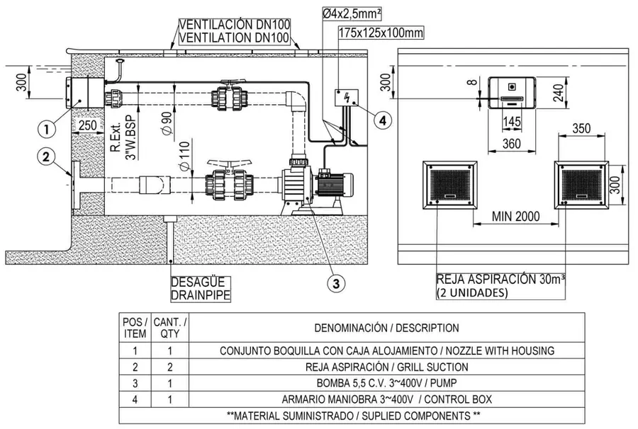 AstralPool Basic ND countercurrent kit for concrete pool, AISI – 316L — view 2 of 4