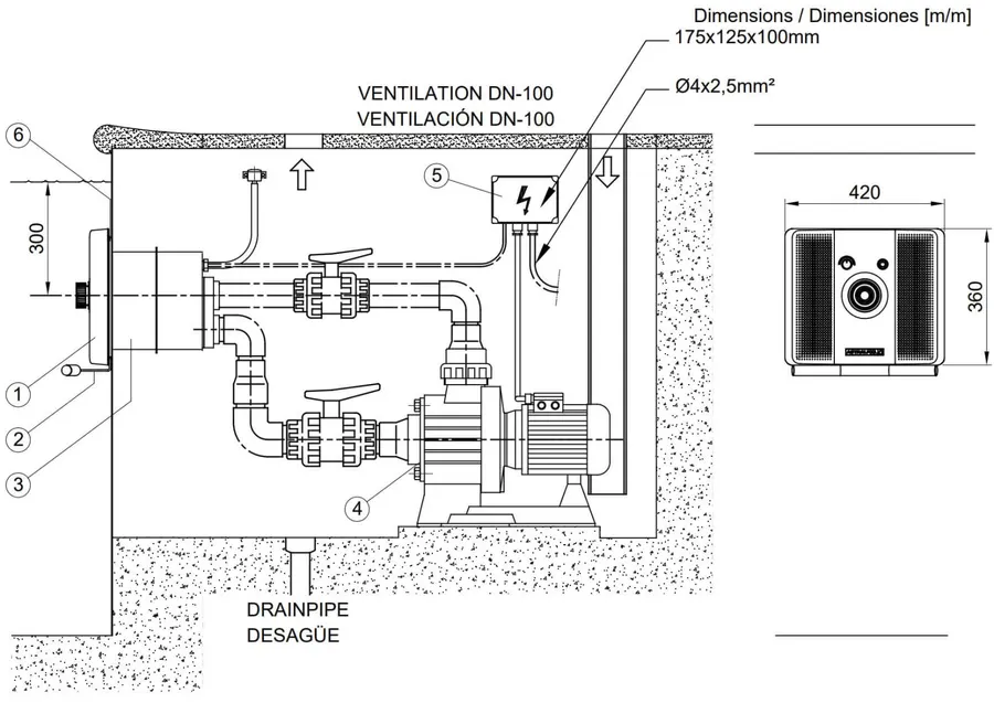 AstralPool Basic NL countercurrent nozzle front plate, AISI – 316L — view 2 of 2