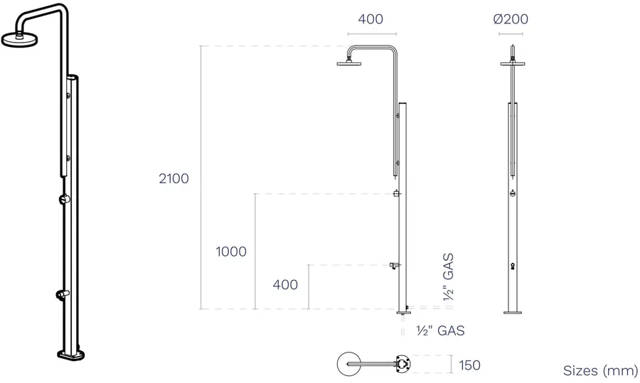 AstralPool chrome non-solar shower, Red — view 6 of 6
