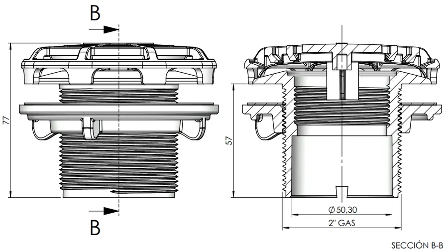 AstralPool Lateral return inlet nozzle for Polyester pools - White — view 2 of 5