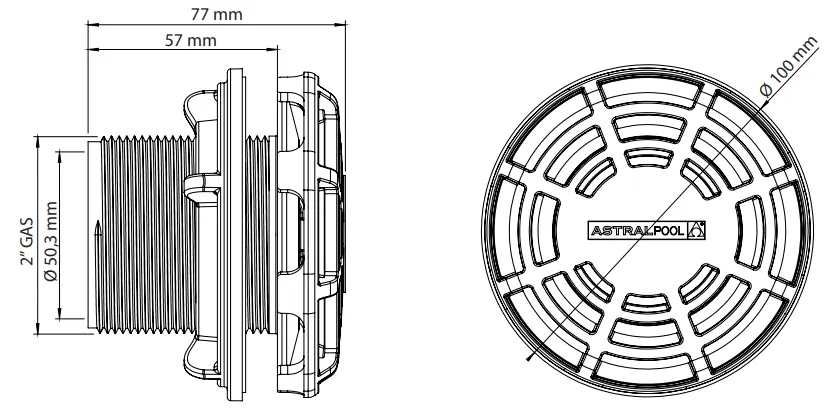 AstralPool Lateral return inlet nozzle for Polyester pools - White — view 3 of 5
