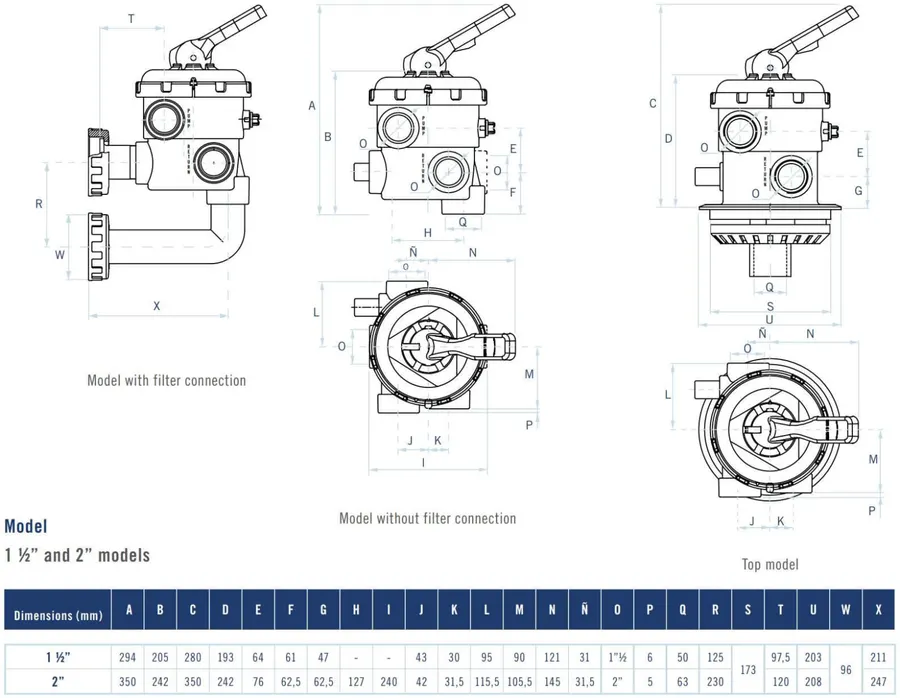 AstralPool New generation multiport valve, configuration 5, 2" — view 2 of 2
