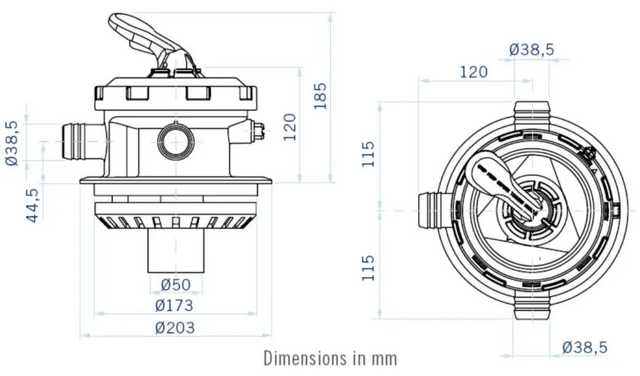 AstralPool New generation multiport valve, Top ECO version, 2" — view 2 of 2