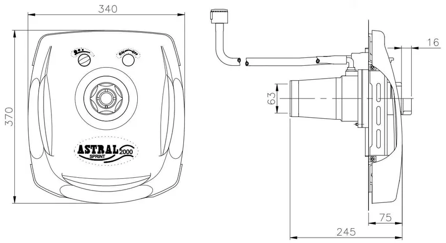 AstralPool nozzle rectangular front plate with built-in hand grip, White, ABS — view 2 of 2