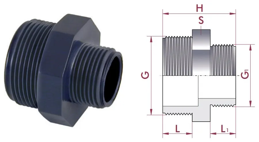 Cepex PVC-U threaded reducing coupling 4” x 2” — view 2 of 3
