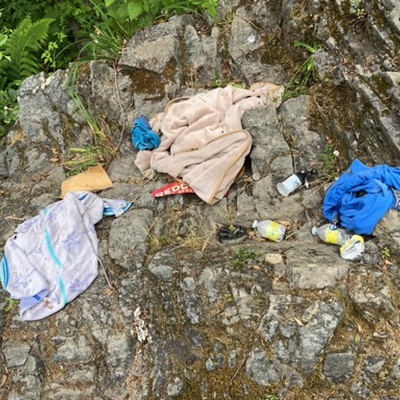 Trash near Diversion Dam Trail, Paradise Park, Santa Cruz County, California, 95064, United States