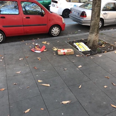 Trash near 100 Piazza Vittorio Emanuele II, Rome