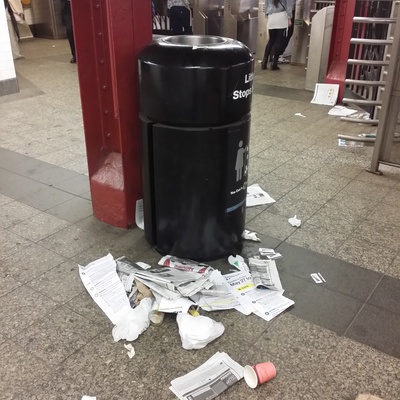 trash in subway 34th station