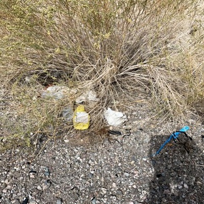 Trash near Purple Heart Trail, Mohave County, Arizona, United States