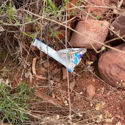 Trash near Courtyard Sedona, 4105, Overeasy Trail, Sedona, Yavapai County, Arizona, 86336, United States