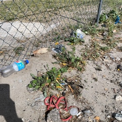 Trash near Tesla Supercharger - Needles, CA, 2451, West Broadway Street, Needles, San Bernardino County, California, 92363, United States