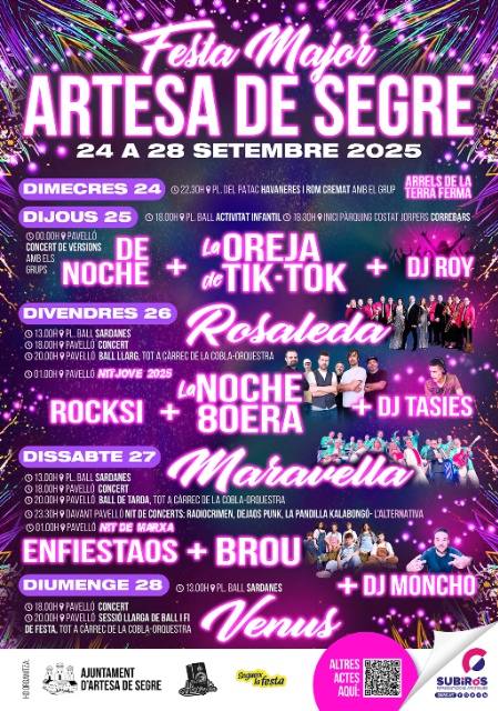 Cartell de 'Festa Major Artesa de Segre' de Artesa de Segre del 2025