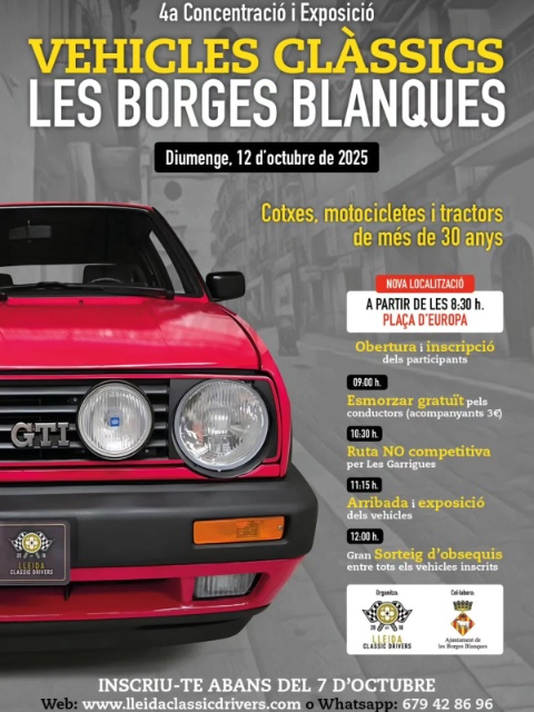Cartell de 'Vehicles clàssics' de Les Borges Blanques del 2025