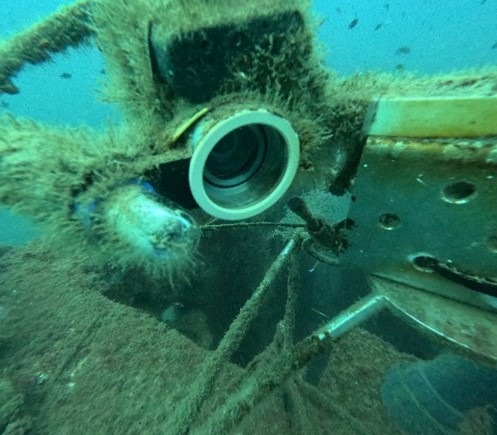 Camera porthole of the UVP6 sensor (top right) and UV-C light (bottom left) (2024/11/05)