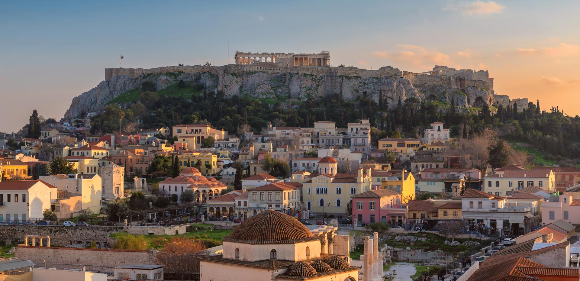 Magic view of Parthenon in the historical center of Athens, Enattica Main