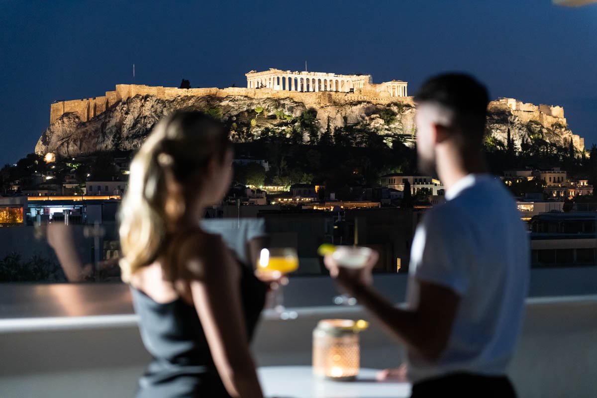 Drinks with Acropolis view at Enattica Suites
