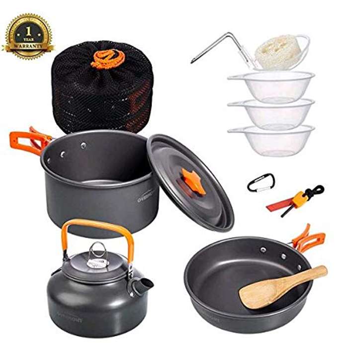 Utensilios de cocina, 6 piezas/juego de vajilla, olla portátil de acero  inoxidable, sartenes para al aire libre, camping, picnic