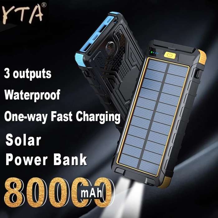 80000mah batería solar inalámbrica, cargador externo portátil de alta  capacidad, carga rápida, batería externa Led para Iphone Xiaomi