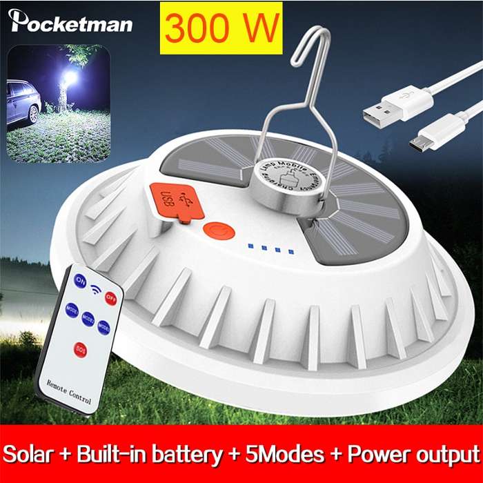 Luz Solar LED PortáTil 15W Bombilla LED LáMpara USB Recargable con EnergíA Solar  Exterior / Interior Viaje Camping JardíN Luz