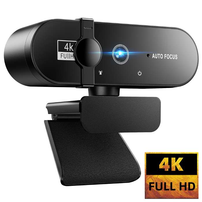 Cámara Web 4K 1080P, minicámara 2K Full HD con micrófono, enfoque  automático, para PC, ordenador portátil,