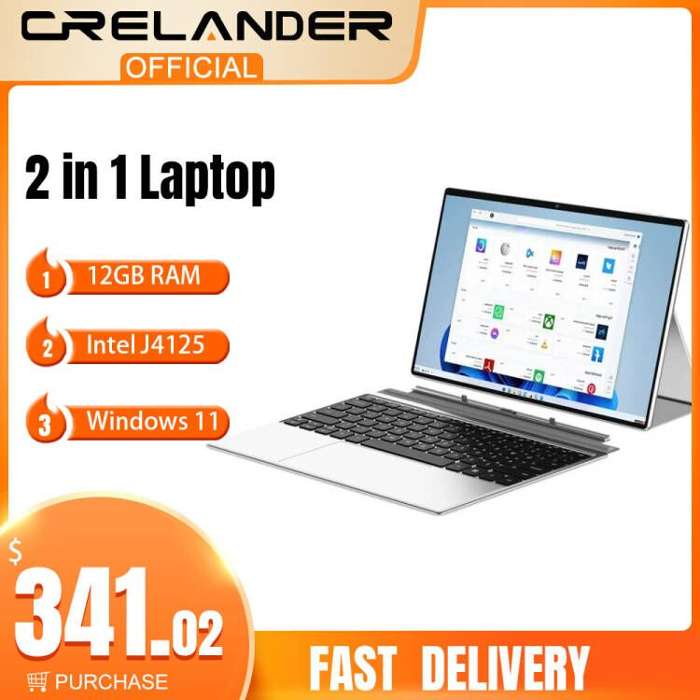 Prestado Embajador Preciso CRELANDER-ordenador portátil 2 en 1, Tablet de 12,3 pulgadas, 3K, pantalla  táctil, 12GB RAM,