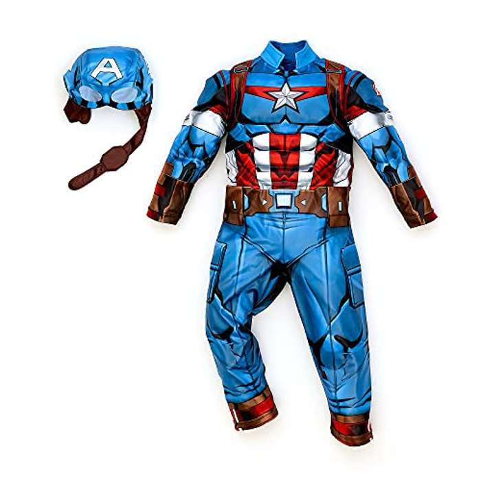 Disney Tienda Disfraz de Capitán América para niños, Marvel, 2 unidades,  máscara y cuerpo con músculos