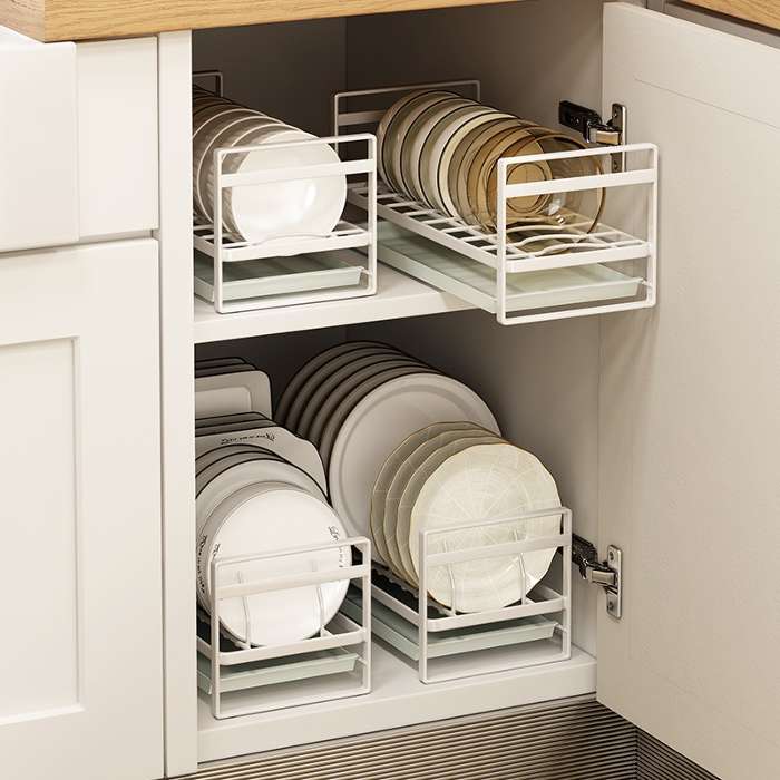 Escurridor de platos, organizador de secado colgante de 2/3 niveles,  estante de almacenamiento para platos, cuencos, tazas, incluye bandejas de