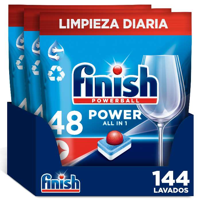 Finish Powerball Power All in 1 Pastillas para el lavavajillas todo en 1 -  Pack ahorro 110 pastillas