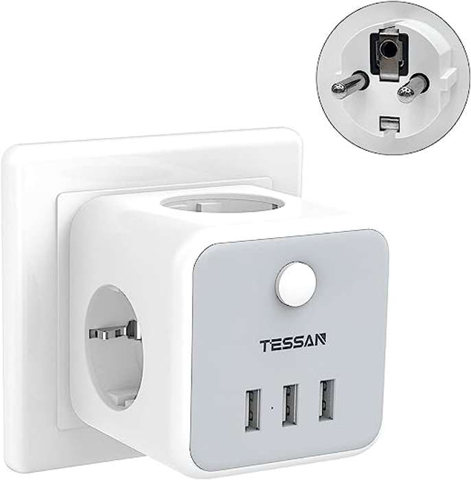 ▷ Chollo Ladrón Tessan con 4 enchufes planos y puertos 2 USB por sólo 8,99€  ¡Valoraciones altas!