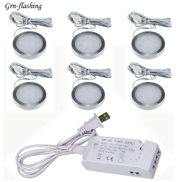 Xking 12 Pcs Dimmable Puck Lights LED Under Cabinet Lighting Kit, DC12V Total 24W Warm White - 2