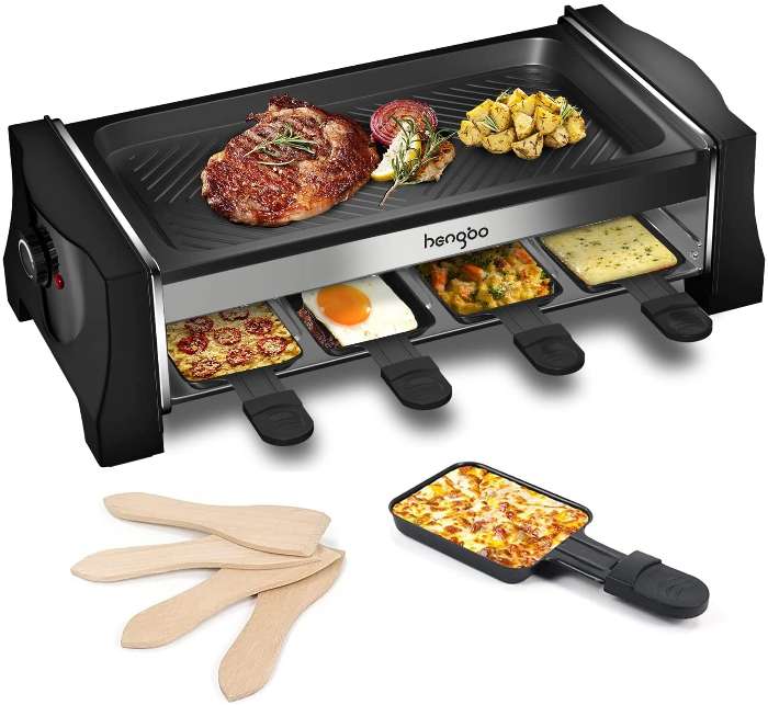 Raclette Grill - Placa antiadherente para 8 personas, con revestimiento  antiadherente, raclette con 8 mini sartenes Raclette, temperatura