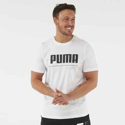 Camiseta Fitness Puma Hombre Negro Manga Corta Algodón