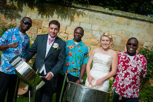Steel band perfoms at wedding