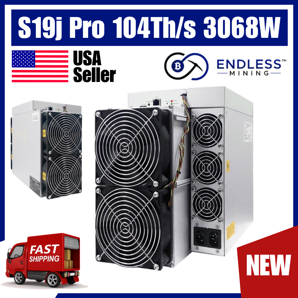 Bitmain Antminer S19j Pro 104Th/s 3068W - $0.08/kWh Monthly